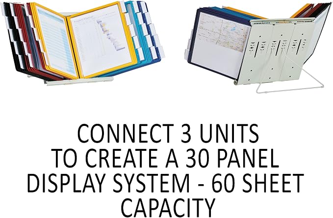 Durable Instaview20 Pocket Expandable Desktop Reference System - Letter Size 10 Double-Sided Panels - Assorted Color Borders (Pack of 10) - Image 12