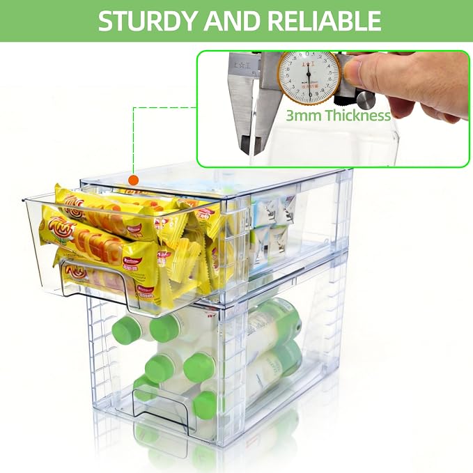 Small Stackable Clear Acrylic Storage Drawers(6 Pack) with Handles,Plastic Organizer Bins for Fridge Bathroom Kitchen Cabinet Pantry Coffee bar Undersink Office Closet Storage Bins - Image 5