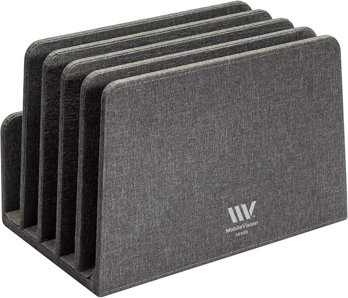 MobileVision Executive Dark Gray Desktop File Folder Organizer and Paper Tray, 5 Slot Dividers - Image 3
