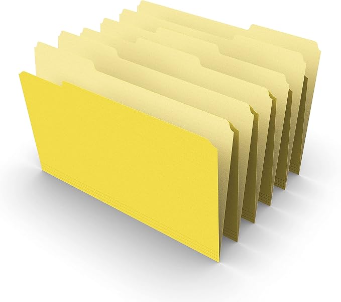 Staples Colored File Folders, Legal Size, 3‑Tab Top‑Tab Design, Yellow, Durable Paper Stock, 100/Pack - Image 5