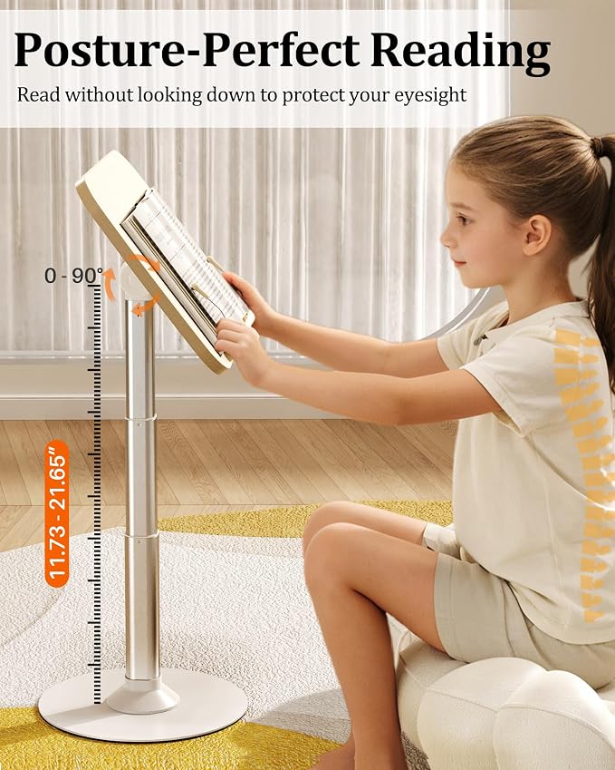 2-in-1 Kids Reading Stand for Books and Tablets, Adjustable Book Holder | Reading Stand for Kid Books,Kid-Friendly Ergonomic Book Holder for Toddlers,Laptop Riser Stand for Homeschool Floor Couch Bed - Image 3