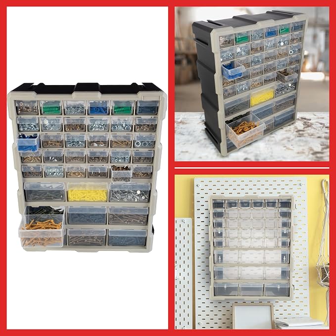 Stalwart 39-Drawer Plastic Small Parts Organizer, Black | Desktop, Tabletop, or Wall Storage Drawers for Organizing Hardware, Crafting Supplies, Garage, or Classroom - Image 7
