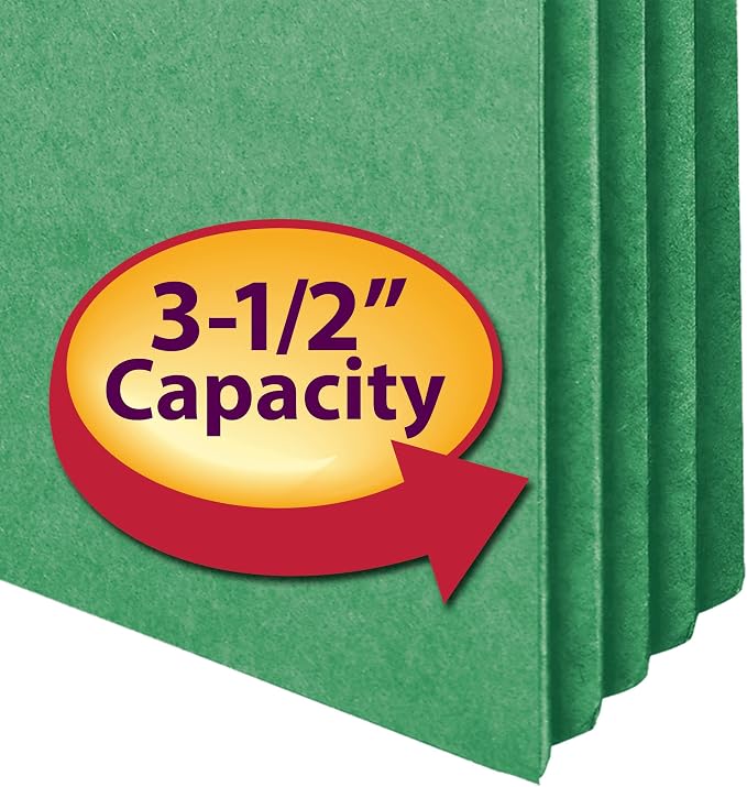 Smead File Pocket, Straight-Cut Tab, 3-1/2" Expansion, Letter Size, Green, 25 per Box (73226) - Image 2