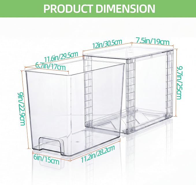 High Clear Stackable Storage Drawers(2 Pack), High-strength Plastic Organizer Bins with Handles for Skincare Bathroom Cabinet Vanity Undersink Kitchen Pantry BPA-Free Storage Containers - Image 3