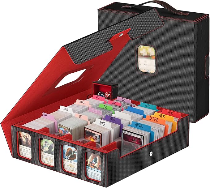 Gomyrod Card Storage Box 3200+ MTG Deck Box with 30 Colorful Divider, 4 Row Commander Trading Card Cases with Portable Handle & Display Windows, Fits for MTG/TCG/Magic Cards, Patented Design by Gomyrod