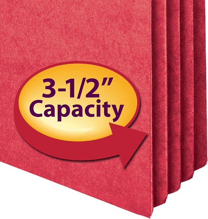 Smead File Pocket, Straight-Cut Tab, 3-1/2" Expansion, Legal Size, Red, 25 per Box (74231) - Image 2