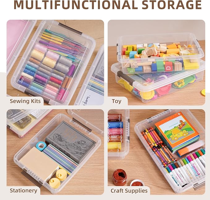 Citylife 3 PCS Plastic Storage Bins with Latching Lids Portable Project Case Clear File Box Stackable Storage Containers for Organizing A4 Paper, Photo, Document, Scrapbook - Image 7