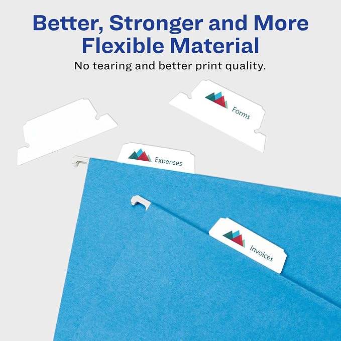 Avery Printable Hanging Tabs, 1/5 Tab, 2 1/16, White, 5 Packs (5567) - Image 3