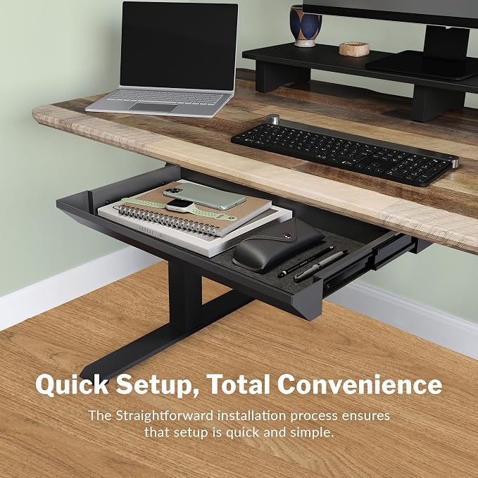 Vari Steel Under Desk Drawer - Slim Undermount Storage Organizer- Standing Desks Attachment- Versatile Placement Options, Efficient Workspace- Office Desk Accessory- (20.25" x 9.5" x 1.75") - Image 8