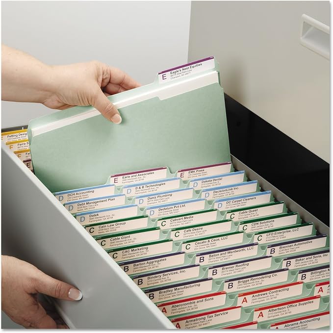 Smead Pressboard Fastener File Folder with SafeSHIELD Fasteners, 2 Fasteners, 1/3-Cut Tab, 3" Expansion, Letter Size, Gray/Green, 25 per Box (14944) - Image 9