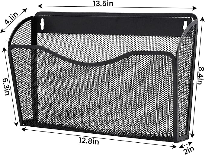Gawerk 6 Pack Wall File Organizer, Mesh Wall File Pocket Mail Organizer Hanging Metal Vertical Wall Mounted File Holder for Office/Home - Image 2