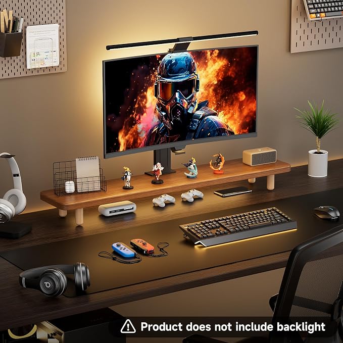 Dual Monitor Stand Riser, 39 Inch Extra Long Wooden Desktop Monitor Riser with Storage for 2 Monitors Ultra Strong Desk Shelf Organizer Riser Ergonomic for 2 Screens/Laptop/PC/TV/Printer (Walut brown, 39inches) - Image 2
