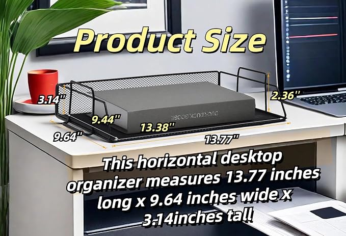 YFS A4 Mesh Letter File Folder Holder, Paper Organizer Letter Tray with Handle, 4 Tier Stackable Letter Tray, Document Organizer, Office Decor (A4,Horizontal,Black, 4 Tier) - Image 2