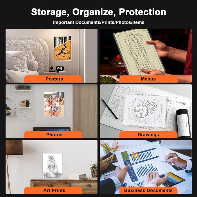 Ndsox 25 Pack 8.5" x 11" Rigid Print Protectors Clear Hard Plastic Sheet Protectors Top Loading for Birth Certificates, Documents, Posters, Photos, Meuns, Heavy Duty No-Hole Plastic Document Sleeves - Image 5
