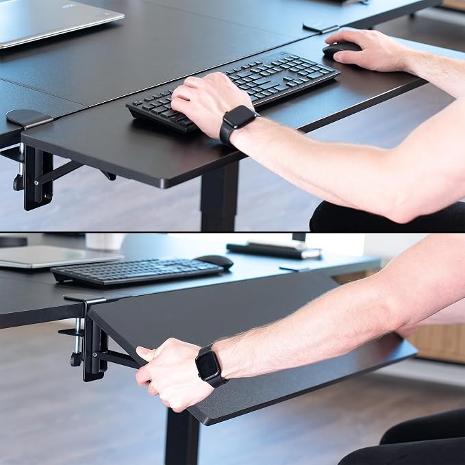 VIVO Black Clamp-on 36 x 12 in Desk Extender, DESK-EXT36 | Foldable, Wrist Support Arm Rest, Office Keyboard Tray, Side Table Extension Attachment - Image 6