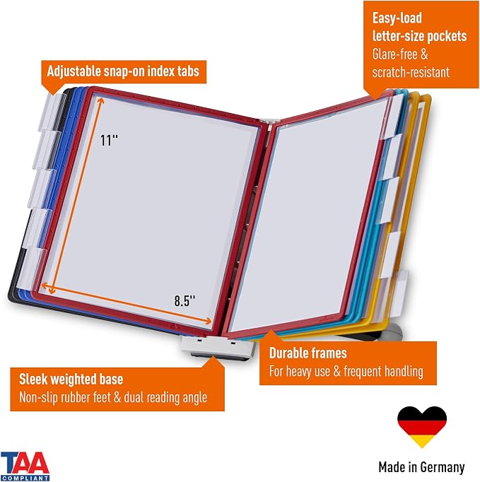 Durable Desktop Reference System with 10 Double-Sided Panels - Letter-Size 8.5" x 11" Inches - Assorted Colors SHERPA Design - Desk Reference Organizer - Image 2