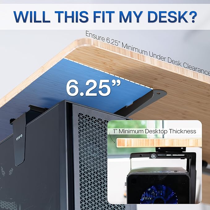 VIVO Black Large Under Desk and Wall Office PC Mount, MOUNT-PC01L | 8.3 to 13 inch Wide Adjustable Computer Mount, CPU Case Machine Holder Stand, Swivel and Secure Locking, Holds 44 lbs - Image 6
