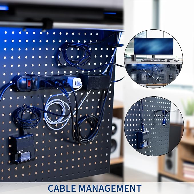 VIVO Black Clamp-on 30 x 24 inch Desk Pegboard, PP-DK30B-1 | Steel Privacy Panel, Magnetic Peg Board, Office Accessory Organizer, Above or Under Desk Placement - Image 6