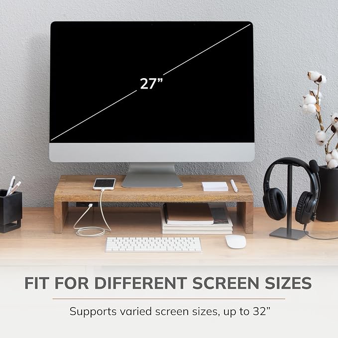 Anji Mountain Wooden Monitor Stand - Elegant Monitor Riser, Perfect Monitor Stand for Desk Organization, Durable Wood Construction monitor stands, Enhances Ergonomics and Workspace Efficiency,Natural - Image 5