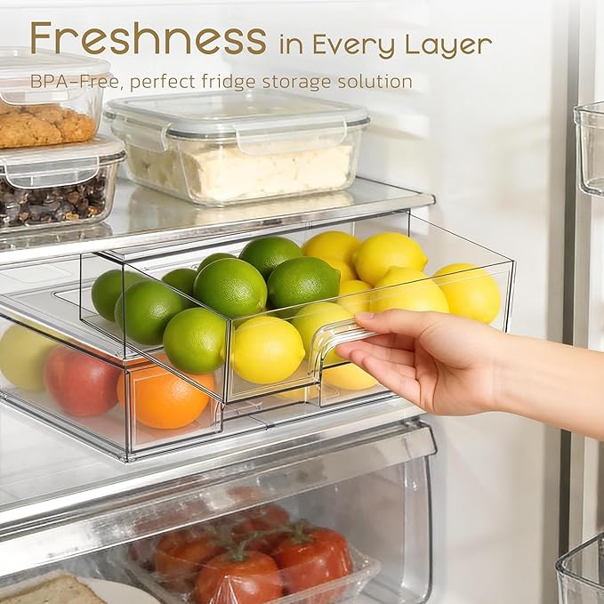 Stackable Storage Drawers, 4 Pack Clear Plastic Makeup & Bathroom Organizer, Versatile Storage Bins for Vanity, Under Sink, Kitchen Cabinets & Pantry - Image 6