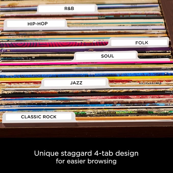 Carstens Records Heavy Duty Vinyl Album Dividers | 12" LP Organizers with Tabs | Pack of 32 White | Made in The USA | Personalizable - Image 3