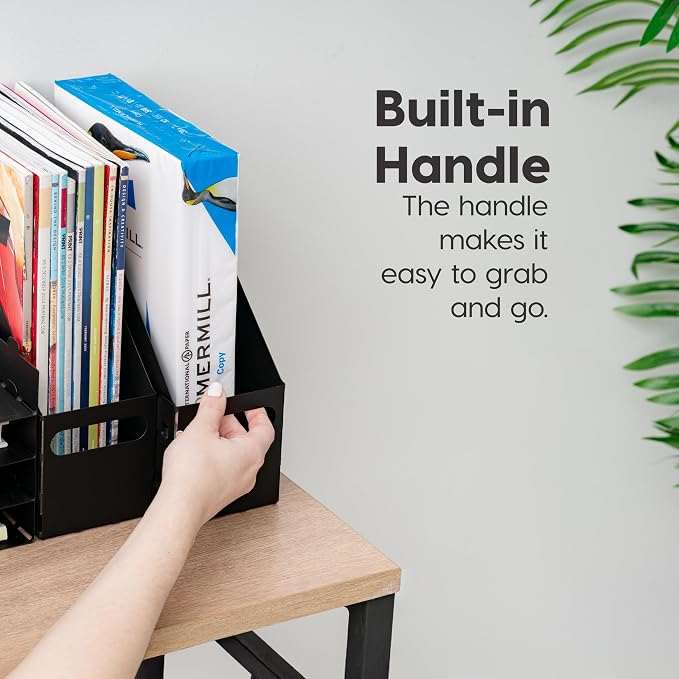 IRIS USA 6-Pack Magazine Holder Organizer, Black | Keep magazines, documents, and reading materials organized with compact desktop storage for home offices and everyday spaces - Image 5