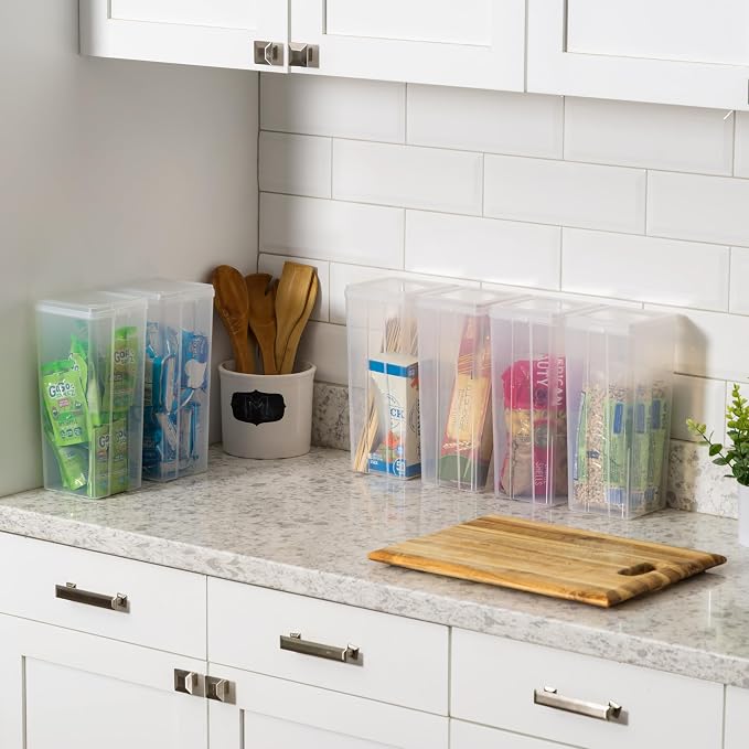 IRIS USA Flip Top Storage Containers |Made in USA| Large (4-Pack) - Clear | Vertical Bins with Removable Lids for Organizing Office, Craft, Pantry, Art, Ephemera & Study Supplies - Image 6