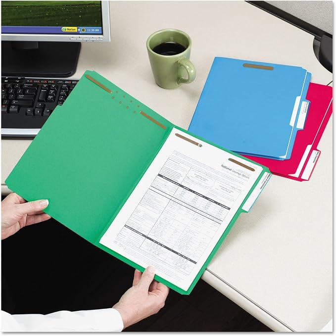 Smead Fastener File Folder, 2 Fasteners, Reinforced 1/3-Cut Tab, Legal Size, Green, 50 per Box (17140) (Pack of 1) - Image 4