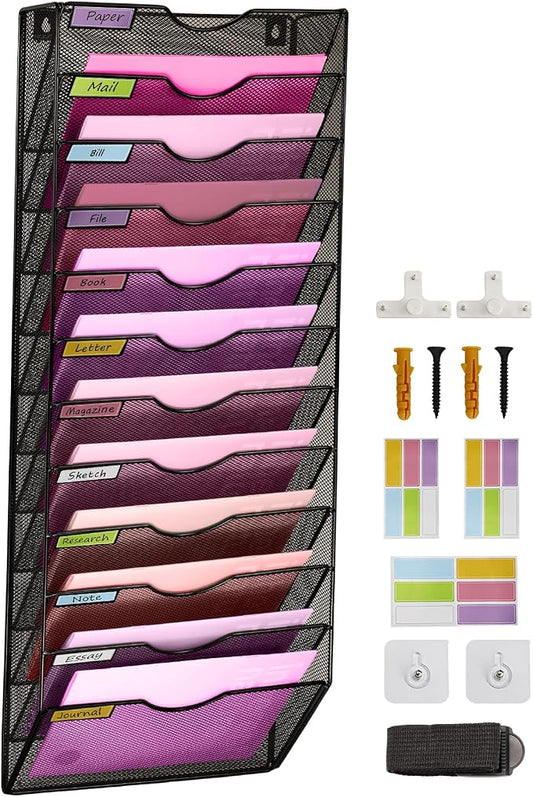 Wall Mounted File Organiser A8 Mesh in Hanging Wall File Holder Mail Organiser by ideallife
