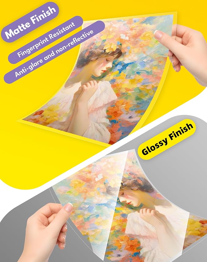 Uinkit 10Mil Matte Self Seal Laminating Pouches, 60Pack 5x7 Thick Double-Sided for Certificates, Art Prints, Diplomas, Premium No-Glare Display Protection- No Machine - Image 5