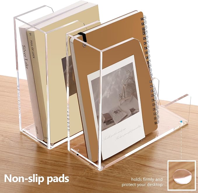 SANRUI 2 Pack Acrylic Magazine File Holder, Clear Vertical Desk Organizer | File Sorter Folder Organizer Document Rack for Office Desktop, Home Workspace, 8.66inx8.46inx3.15in - Image 5