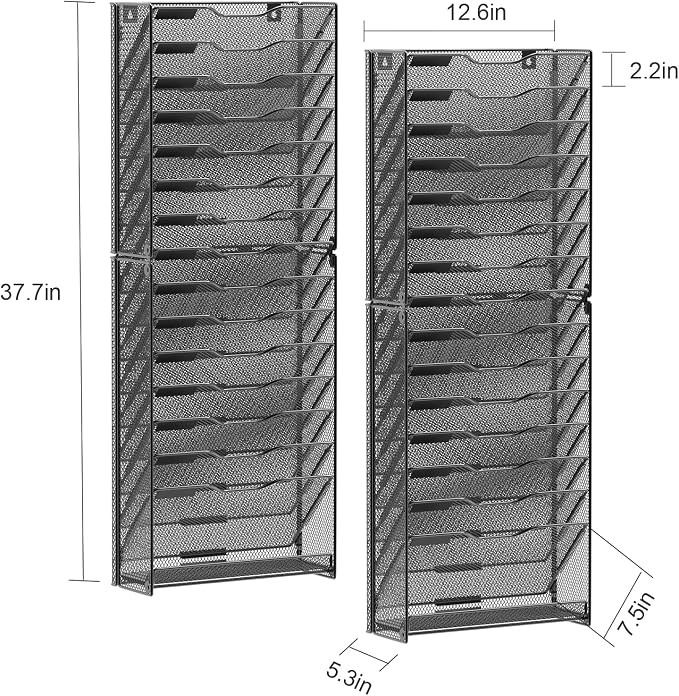 samstar 2 Pack 16 Tier Wall File Organizer Hanging Wall File Holder Wall Mount Paper Folder Organizer, Magazine Rack, Pack of 2 - Image 2