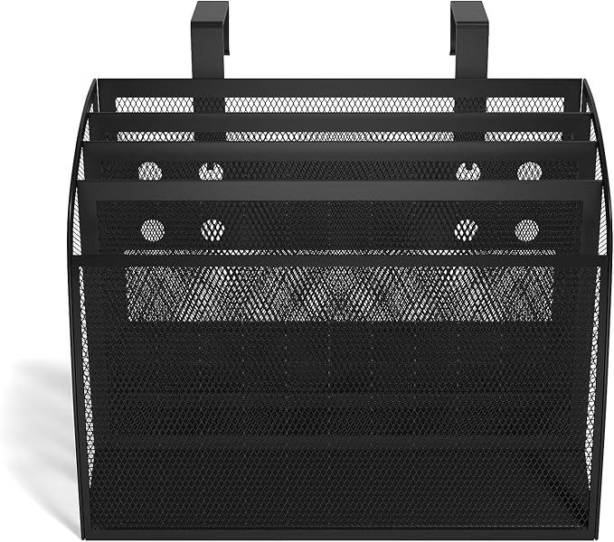 TRU RED Mesh Letter Wall File, 4‑Pocket Hanging Organizer, Black, 2‑Pack – Vertical Wall‑Mounted File Sorter for Mail & Documents - Image 2