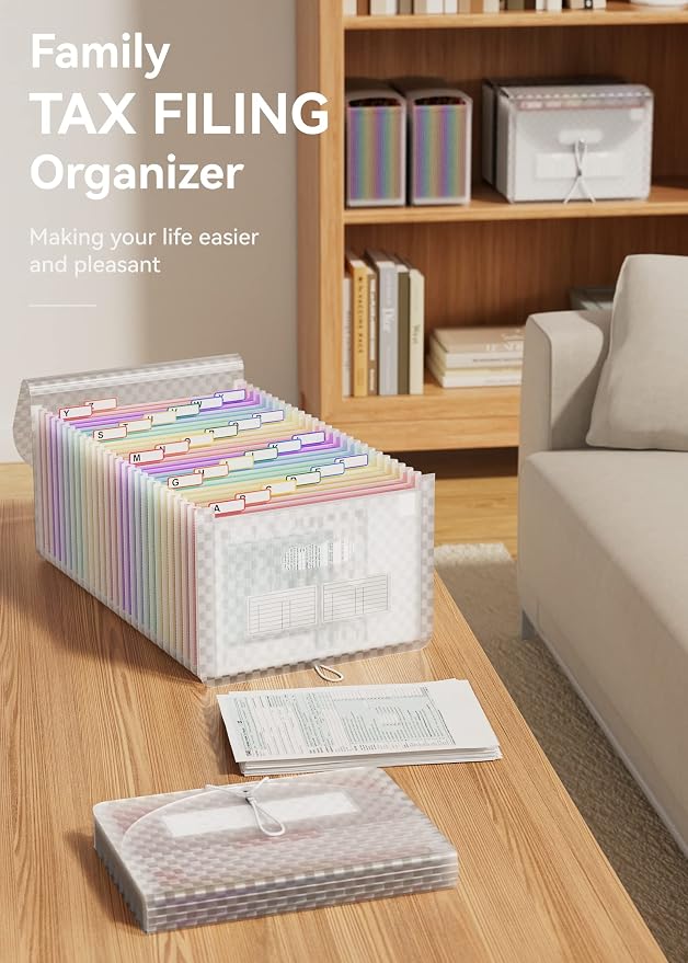 ABC life 26 Pockets Accordion File Organizer, Expanding File Folder, Pink | Portable Monthly Paper Bill Tax Receipt Organizer, Letter/A4 Size, Document Organizer with Labels, for School, Home, Office - Image 8