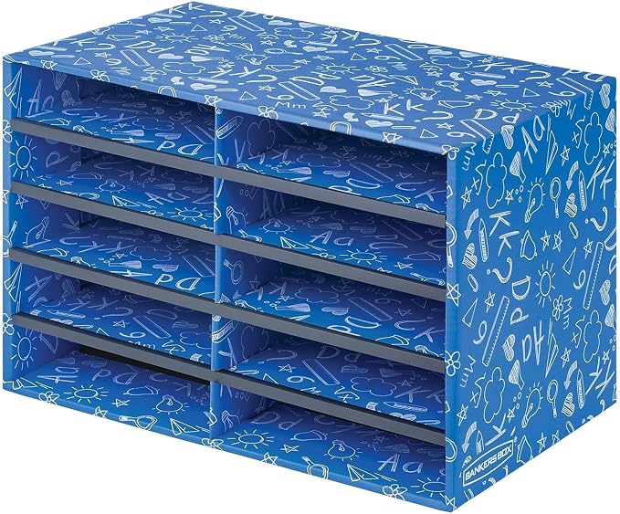 Bankers Box 10-Compartment Mail Sorter, 19.5" x 12.375", Blue | Turn paper piles into organized workflows with durable compartments that keep mail, forms, and projects easy to find. - Image 4