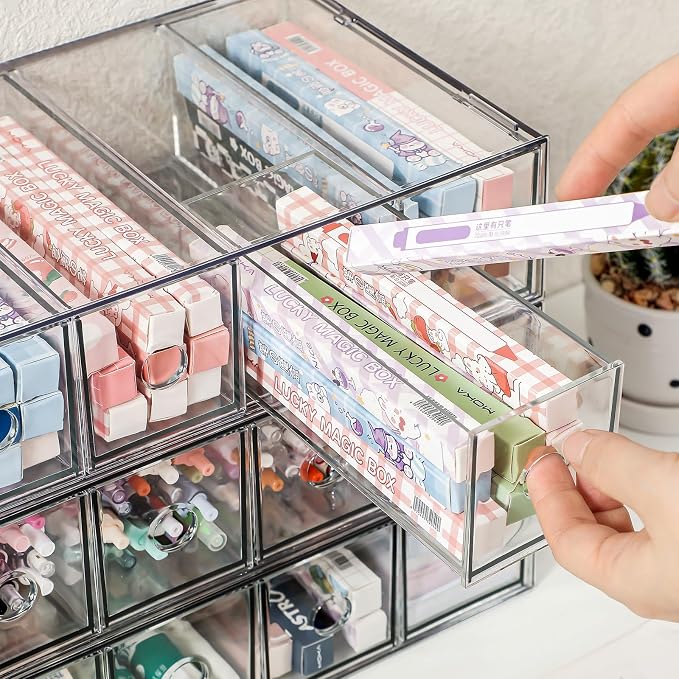 Stackable Organizer Acrylic Storage Drawers, Suitable for Desktop Storage, Office Supplies, Cosmetics, Stationery, Jewelry, Accessories (3) - Image 3