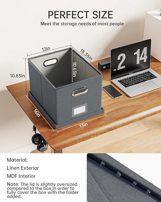 File Organizer, File Box, File Cabinet for Letter File Folder Storage, Hanging File Organizer for Office/Decor/Home,Document Organizer, 1 Pack,Dark-Gray-Box Only - Image 3