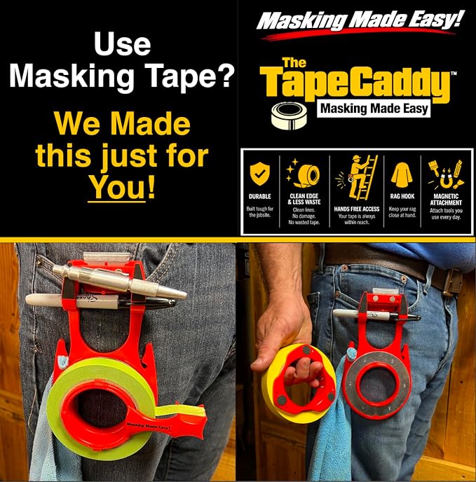The Tape Caddy Super Pack Wearable Magnetic Tape Holder Kit for Painters, Holds Multiple Tape Sizes with Cut-N-Roll Attachment - Image 3