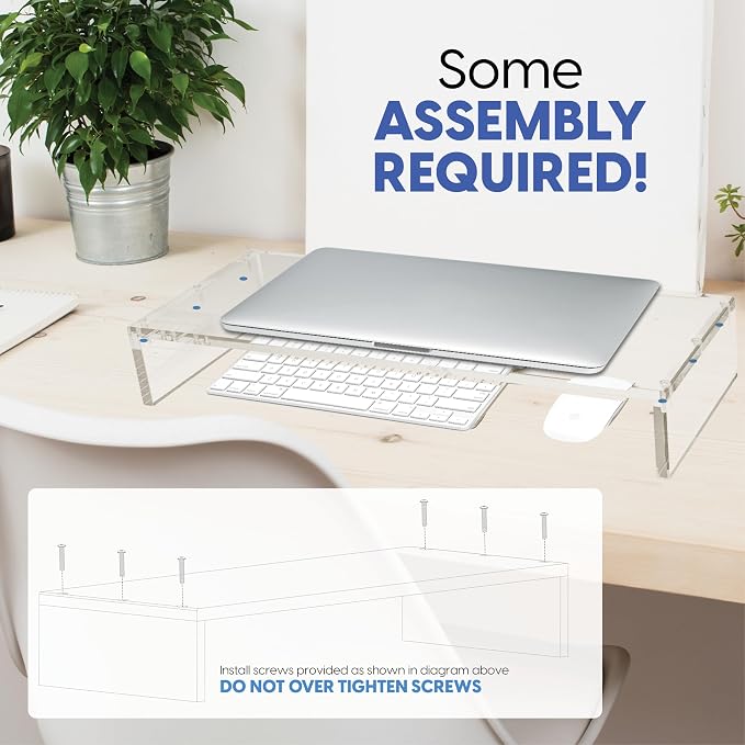 Mammoth High Grade Heavy Duty Clear Acrylic Computer Monitor Riser Stand for Home and Office, 20" Wide Base with 50LBs Load - Image 6