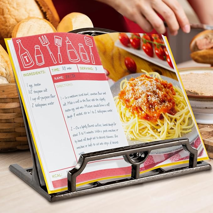 JOGREFUL Cast Iron Cookbook Stand, Kitchen Recipe Holder Latte Gold | Heavy-Duty Book Vintage Holder, Reading Rest Holder for Easel/Counter/Books/Magazine/iPad/Bible - Image 5