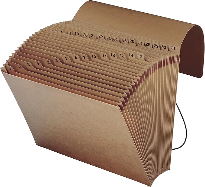 Smead Expanding File with Flap and Cord Closure, 31 Pockets, Daily (1-31), Letter Size, Kraft (70168), (Pack of 6) - Image 2