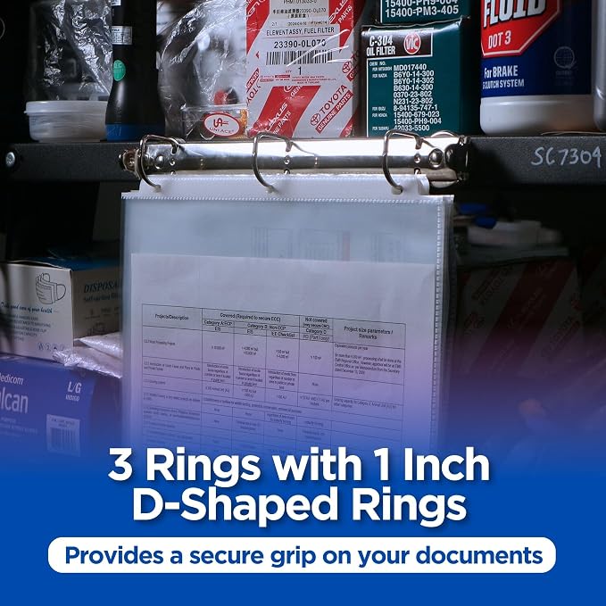 10 Pack Magnetic 3 Ring Binder Locking Mechanism for Hanging, 1 Inch D-Ring Holds 225 Sheets, Heavy Duty for 8.5 x 11 Paper, 50 Sheet Protectors Included, 5S Whiteboard Cabinet - Ring Binder Depot | Holds 225 Sheets, Heavy Duty 8.5 x 11, 50 Sheet Prote... - Image 4