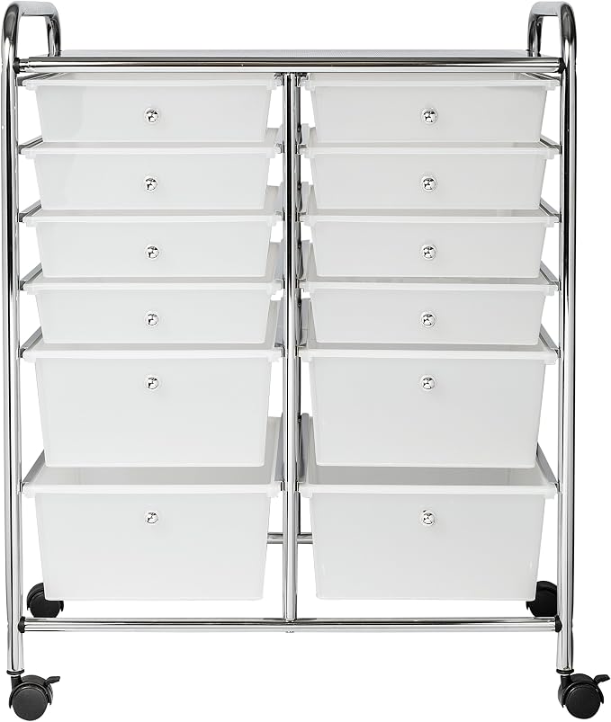 Honey-Can-Do Rolling Storage Cart and Organizer with 12 Plastic Drawers - Image 2