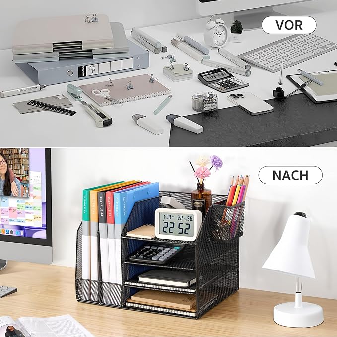 Letter Tray, 4-Tier Desk Organiser, Stackable File Organiser, Magazine Sorting Holder, Shelf Desk, Suitable for Storing Files on the Desk - Image 4