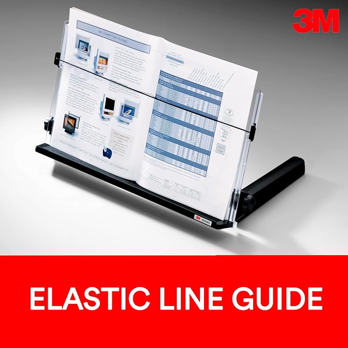 3M Adjustable in-Line Document Holder, Black, DH640, 1 Pack/Case | With Elastic Line Guide - Image 4