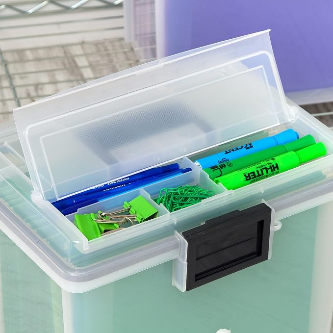 IRIS USA WeatherPro Portable File Box Organizer, 19 Qt. 4-Pack, Clear | Store and transport letter size files, documents and records with weather resistant protection and secure latching - Image 9