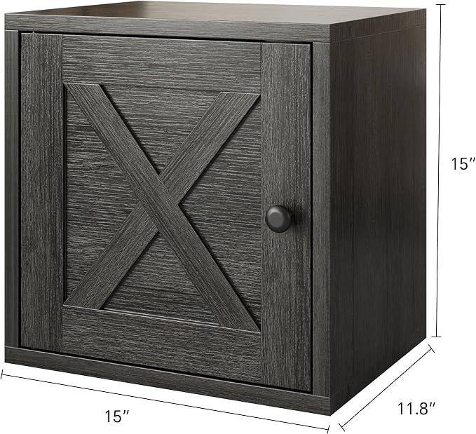 FUSUNBAO Magic DIY Cube Storage Organizer Stackable Cubes for Home Books Clothes Toy-Modular Cubby Storage System-Office Cubical-Bookcase Closet (French Oak,Door Cube) - Image 3