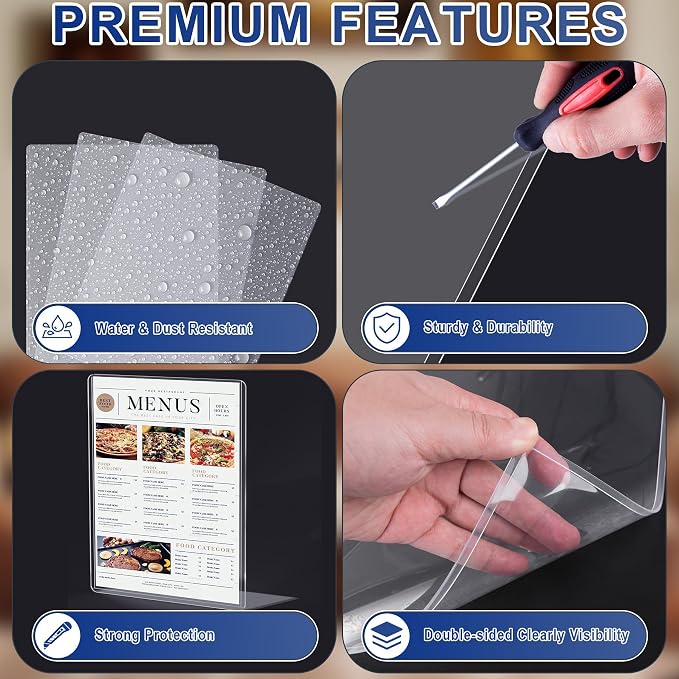 AKONEGE 20PCS 9" x 12" Rigid Print Protectors Clear Plastic Sheet Protectors, Heavy Duty Top Loading Document Holder, Menu Cover, Photo Poster Sleeves Hard Plastic Sleeves for Paper Art Prints - Image 3