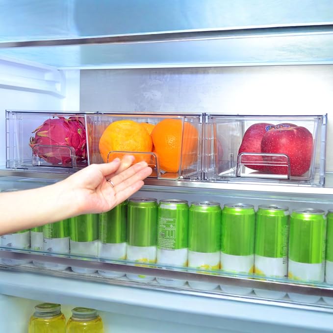 Small Stackable Clear Acrylic Storage Drawers(6 Pack) with Handles,Plastic Organizer Bins for Fridge Bathroom Kitchen Cabinet Pantry Coffee bar Undersink Office Closet Storage Bins - Image 9