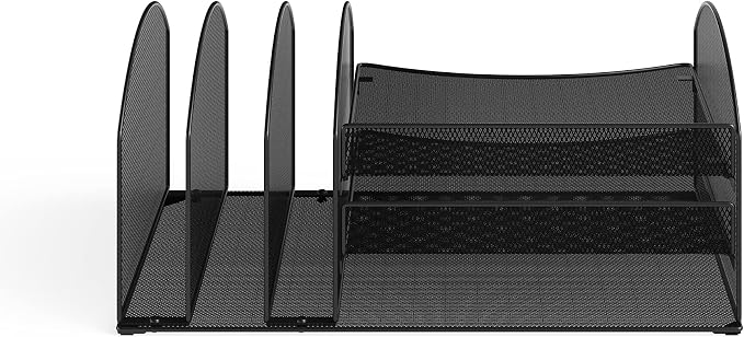 Safco 3213BLKD Onyx Steel Desk Organizer 3 Horizontal, 3 Upright Sections, Perfect for Destkop Ogranization in the Home, Office or Classroom, Black by SafcoProducts